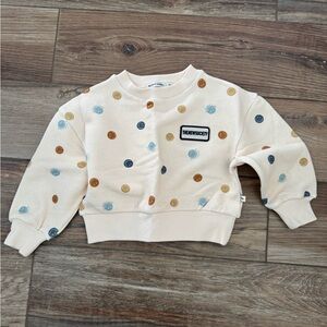 The new society Trendy Kids smiley Sweatshirt - Cream, Blue, Brown size 3 runs s